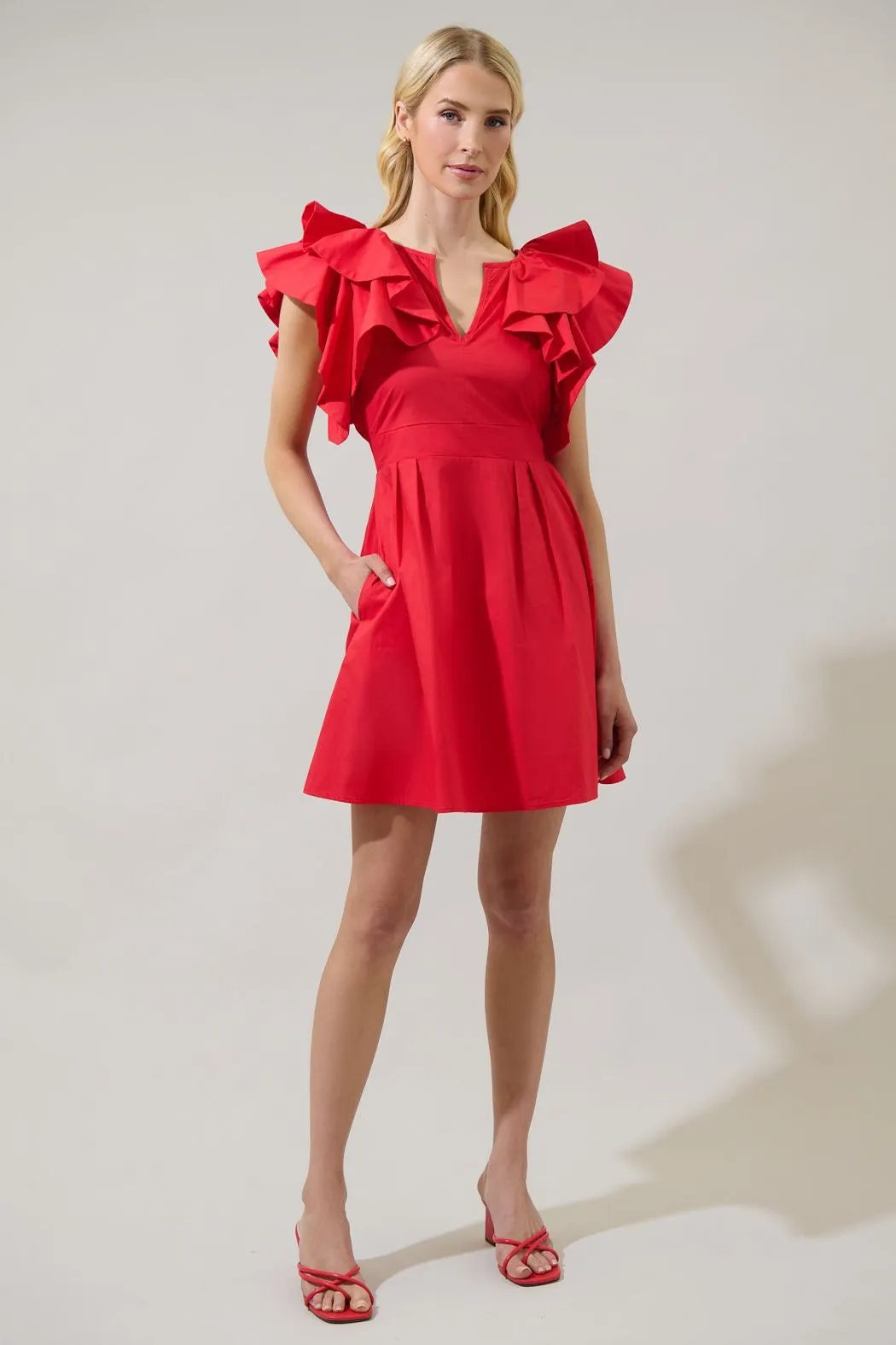 Sugarlips Wilma Ruffle Mini Dress - RED