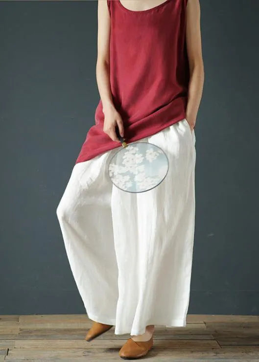 Summer cotton and linen wide-leg pants loose women's trousers