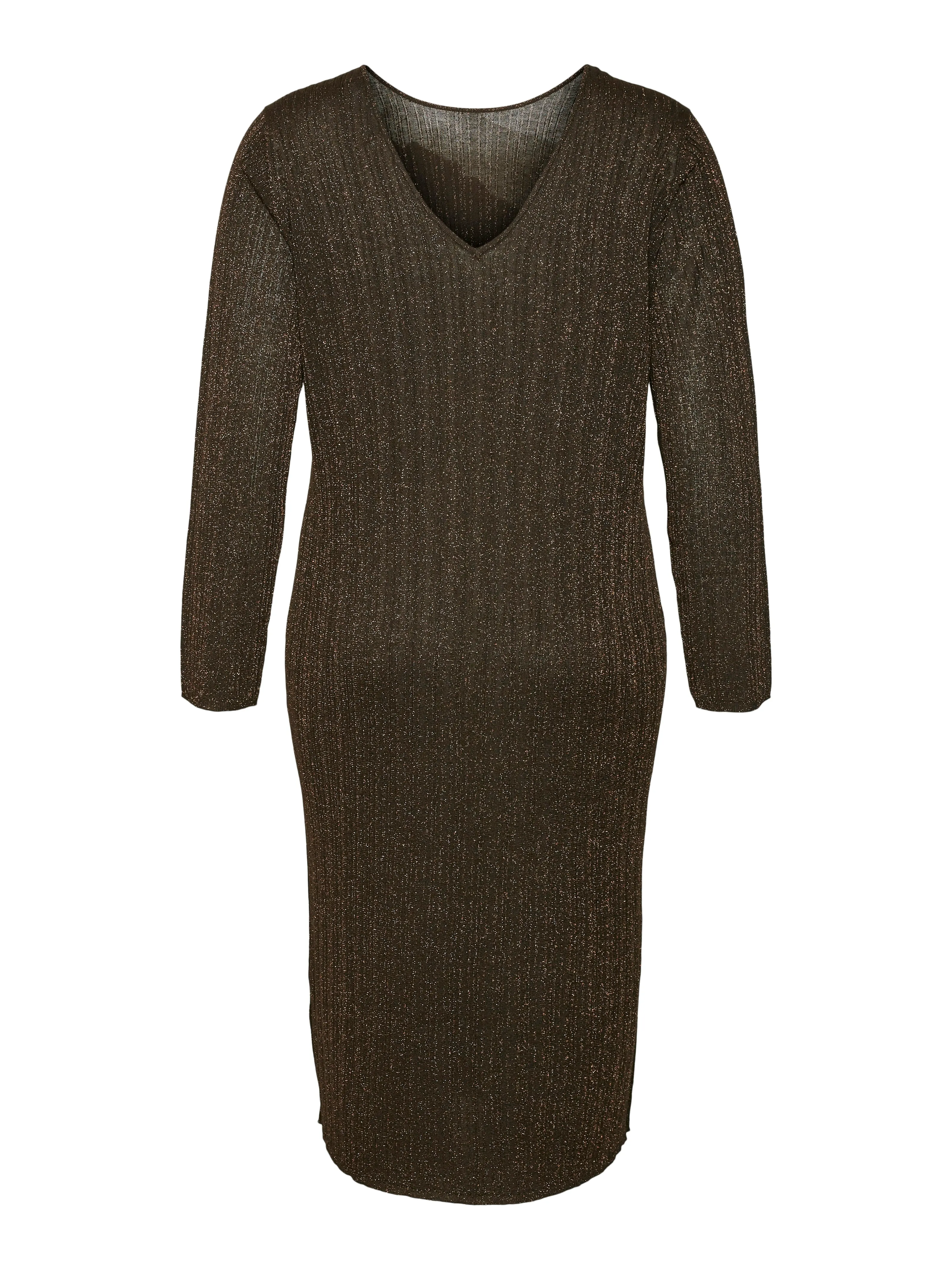 Vero Moda Curve Talia Sparkle Knit Dress in Brown