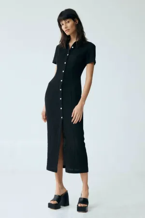 Waffle Midi Shirt Dress