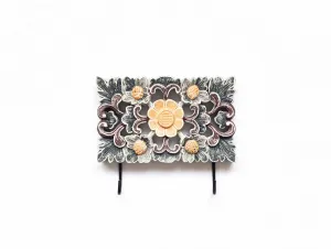 Wall Accent.
Wooden handcrafted floral design key holder - hanger.