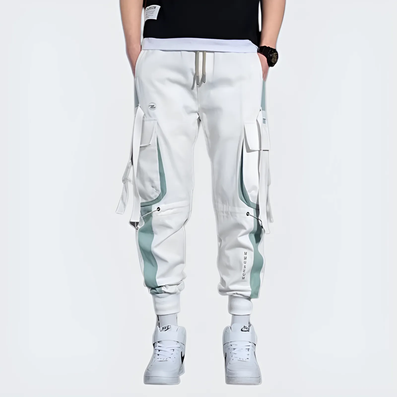 White Techwear Jogger Trousers