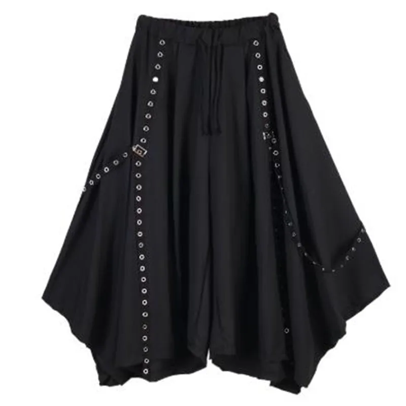 Wide Harajuku Style Buckle Accent Men Pants