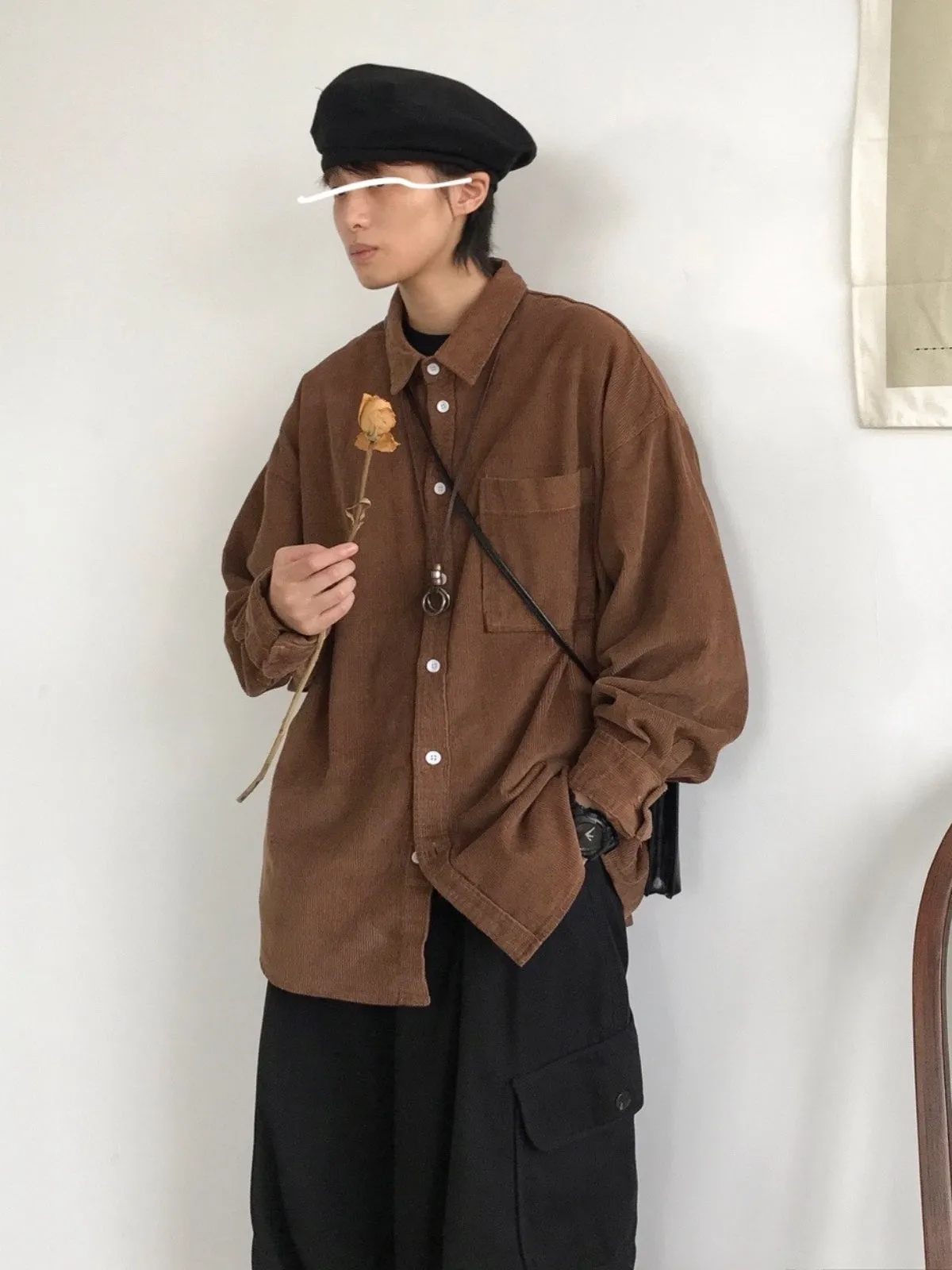 WLS Retro Corduroy Loose Warm Shirt