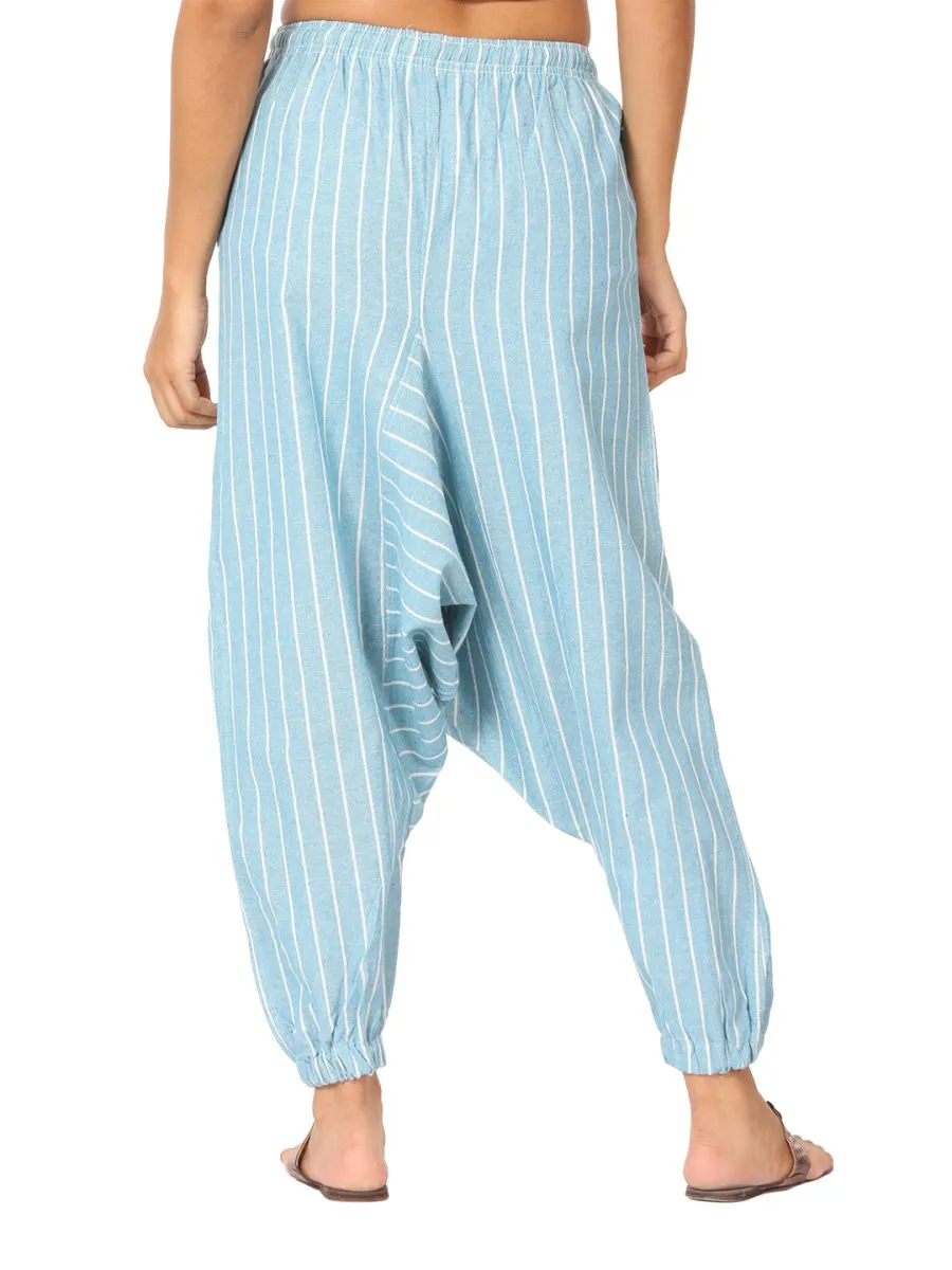 Women's Harem Pant | Blue Stripes | Fits Waist Size 28" to 36"