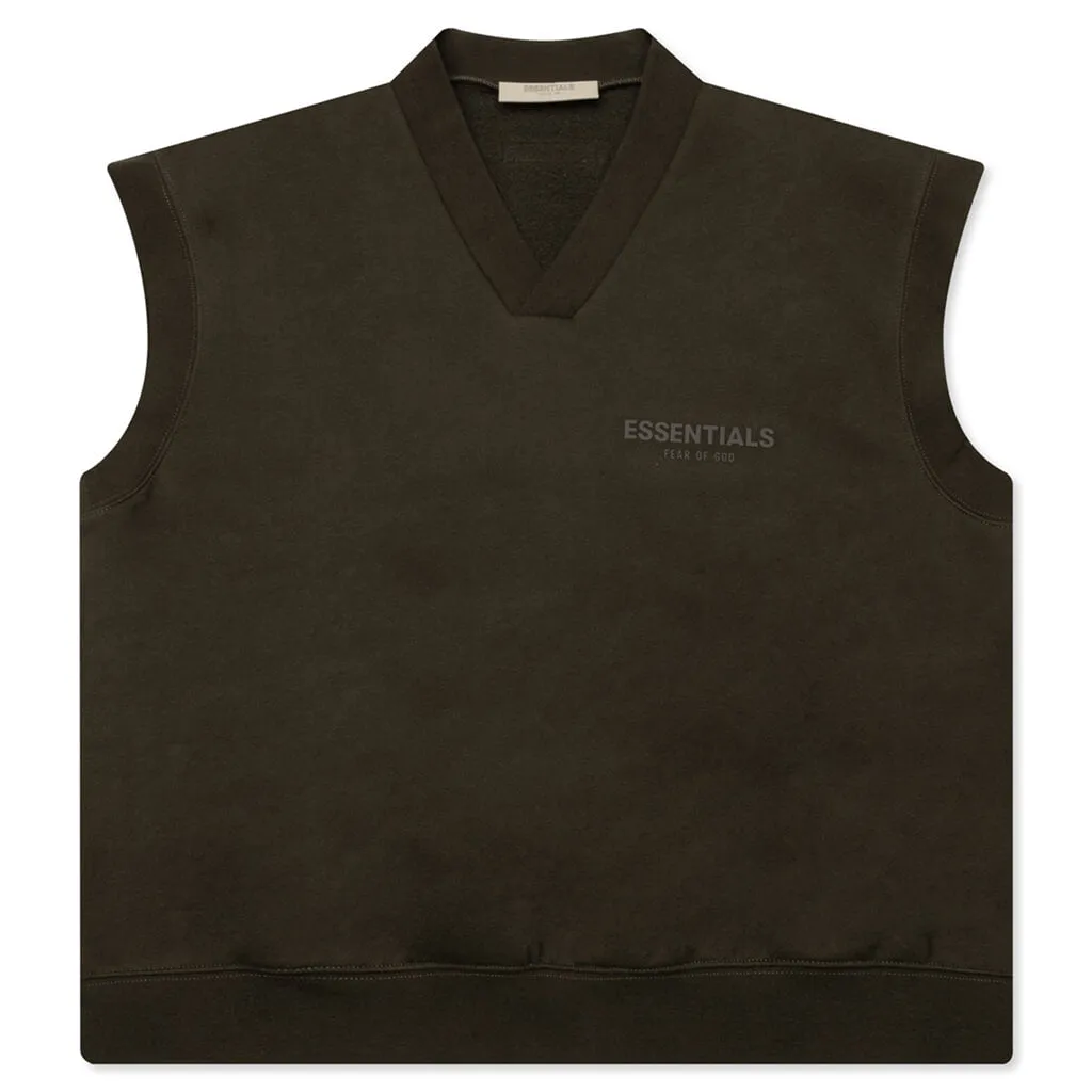 Women's V Neck Vest - Off Black