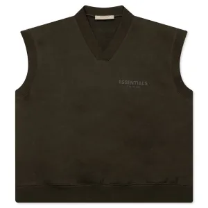 Women's V Neck Vest - Off Black