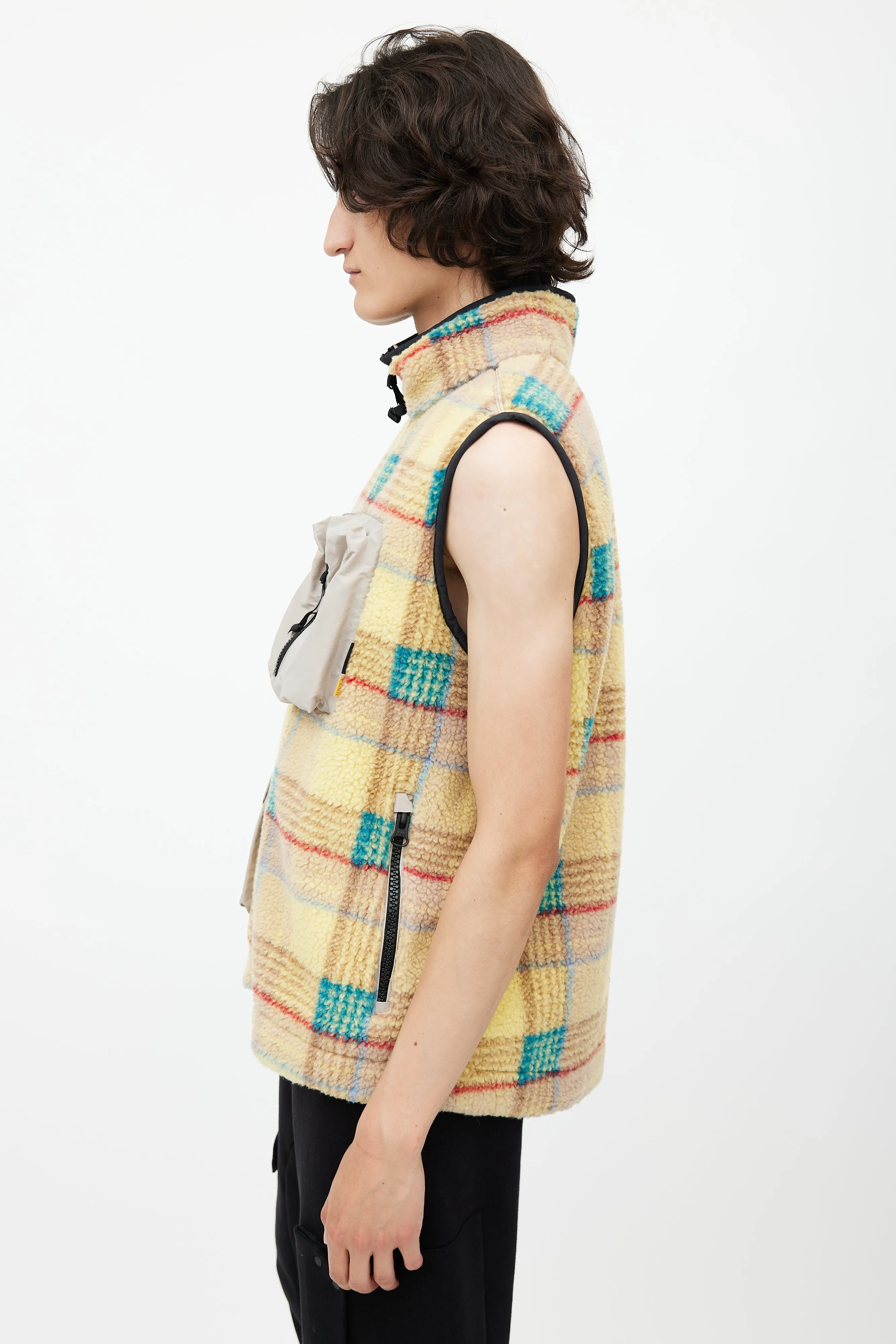 x Union Yellow & Multicolour Plaid Fleece Vest