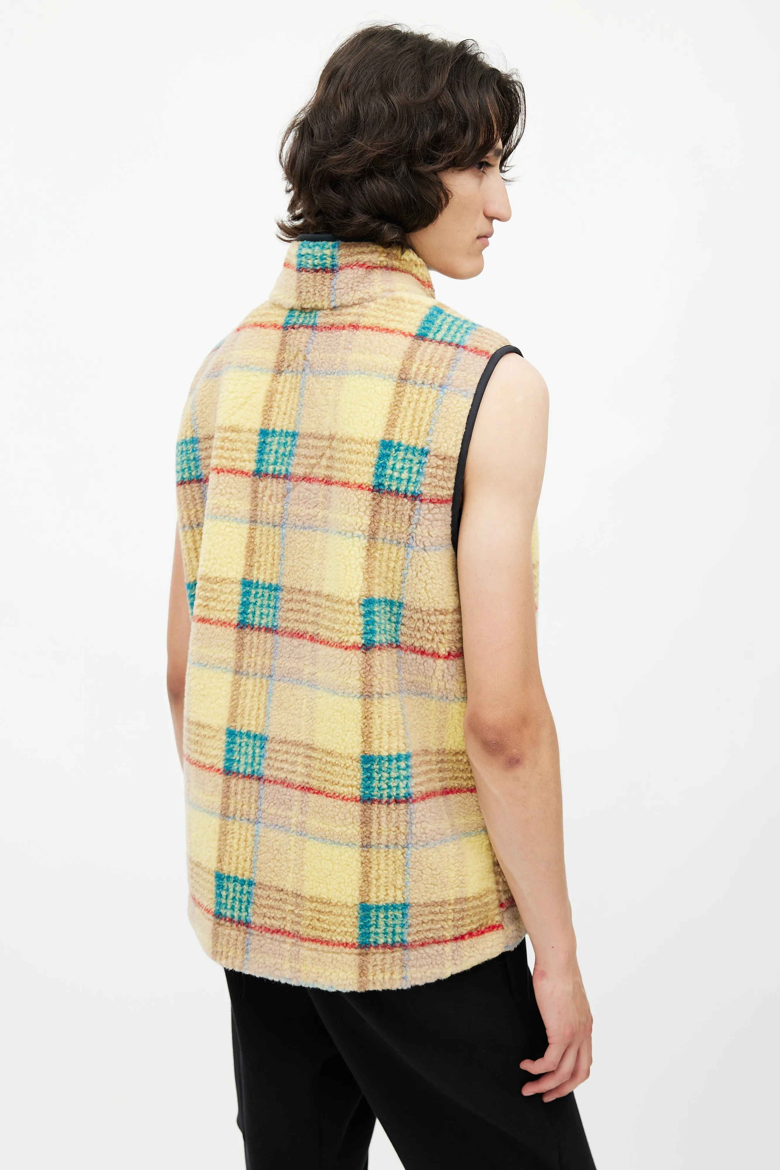 x Union Yellow & Multicolour Plaid Fleece Vest